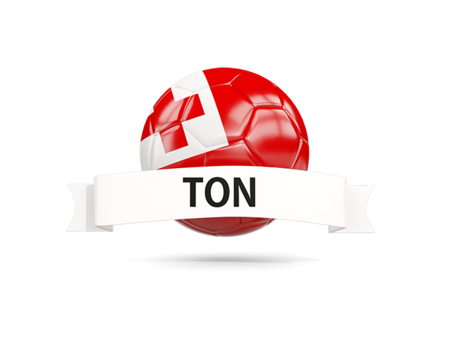 Football with flag and banner. Download flag icon of Tonga at PNG format