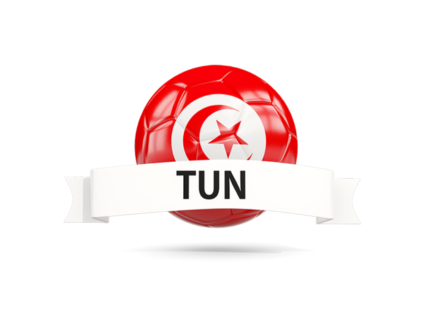 Football with flag and banner. Download flag icon of Tunisia at PNG format