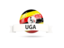 Uganda. Football with flag and banner. Download icon.