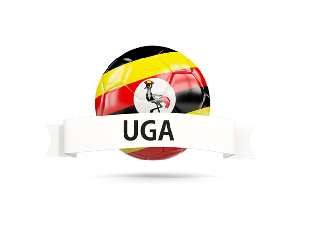 Футбольный мяч с флагом и банером. Скачать флаг. Уганда