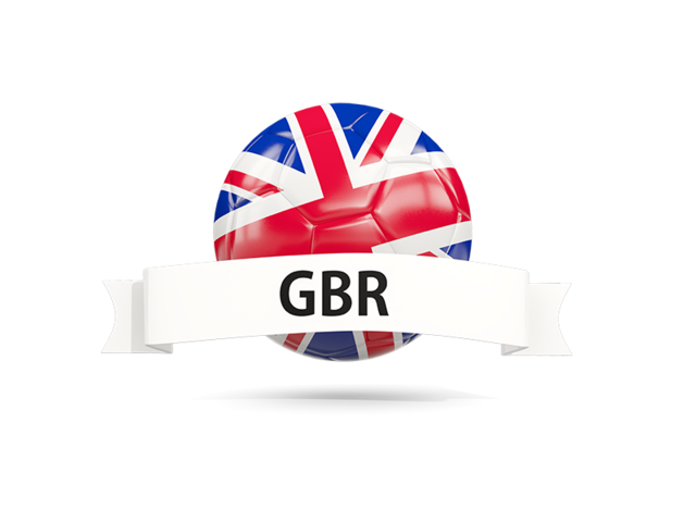 Football with flag and banner. Download flag icon of United Kingdom at PNG format