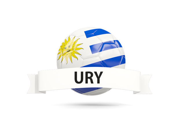 Футбольный мяч с флагом и банером. Скачать флаг. Уругвай