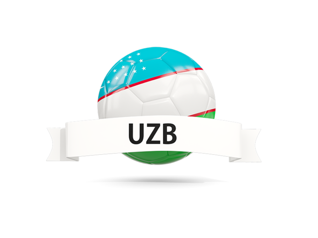 Football with flag and banner. Download flag icon of Uzbekistan at PNG format