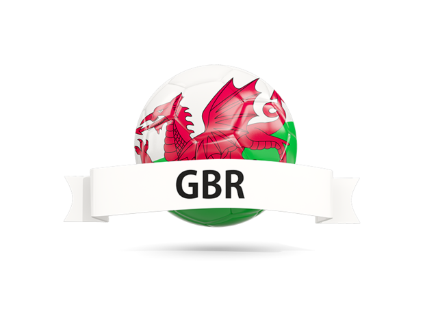 Football with flag and banner. Download flag icon of Wales at PNG format