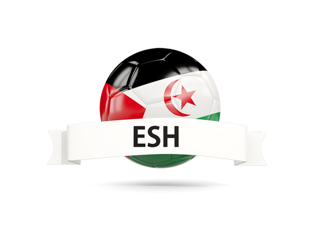 Football with flag and banner. Download flag icon of Western Sahara at PNG format