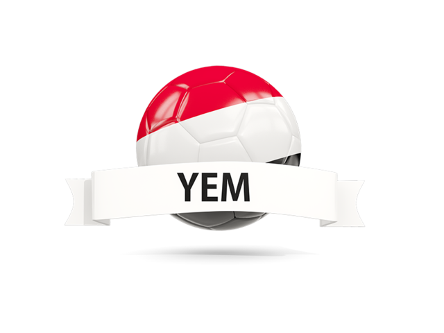 Football with flag and banner. Download flag icon of Yemen at PNG format