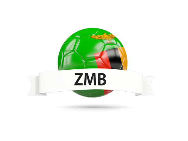 Футбольный мяч с флагом и банером. Скачать флаг. Замбия