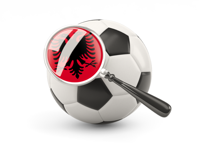 Football with magnified flag. Download flag icon of Albania at PNG format