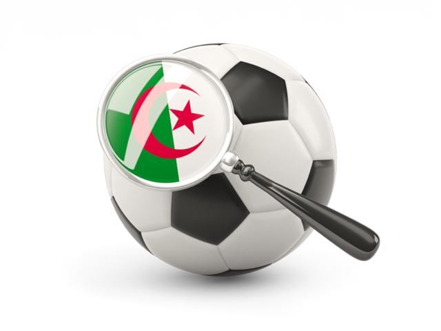 Football with magnified flag. Download flag icon of Algeria at PNG format