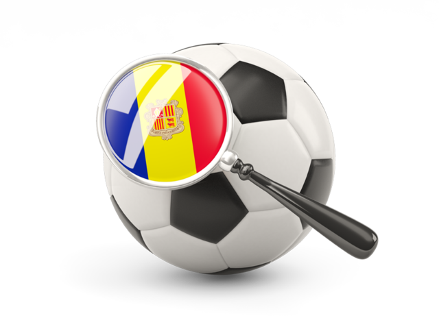 Football with magnified flag. Download flag icon of Andorra at PNG format