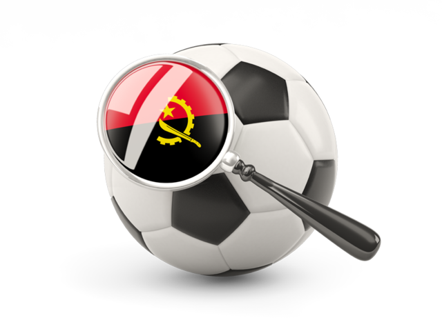Football with magnified flag. Download flag icon of Angola at PNG format
