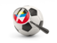 Antigua and Barbuda. Football with magnified flag. Download icon.