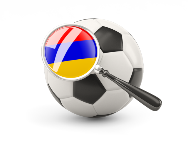 Football with magnified flag. Download flag icon of Armenia at PNG format