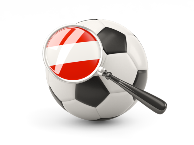 Football with magnified flag. Download flag icon of Austria at PNG format
