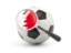 Bahrain. Football with magnified flag. Download icon.