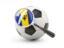 Barbados. Football with magnified flag. Download icon.