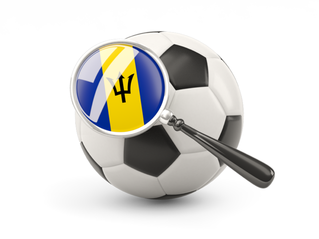Football with magnified flag. Download flag icon of Barbados at PNG format