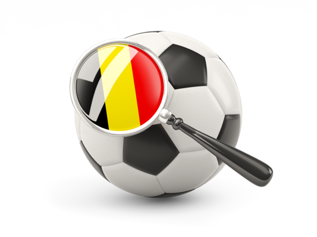 Football with magnified flag. Download flag icon of Belgium at PNG format