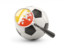 Bhutan. Football with magnified flag. Download icon.