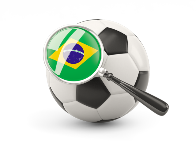 Football with magnified flag. Download flag icon of Brazil at PNG format