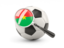 Burkina Faso. Football with magnified flag. Download icon.