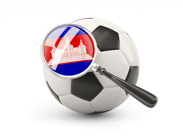 Football with magnified flag. Download flag icon of Cambodia at PNG format
