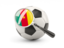 Cameroon. Football with magnified flag. Download icon.