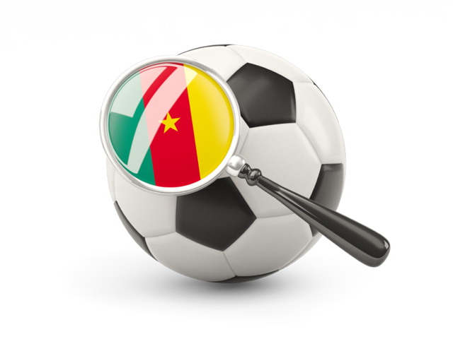 Football with magnified flag. Download flag icon of Cameroon at PNG format