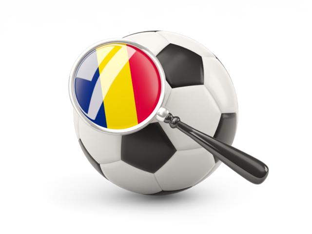 Football with magnified flag. Download flag icon of Chad at PNG format
