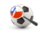 Chile. Football with magnified flag. Download icon.
