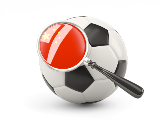 Football with magnified flag. Download flag icon of China at PNG format