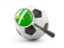 Cocos Islands. Football with magnified flag. Download icon.