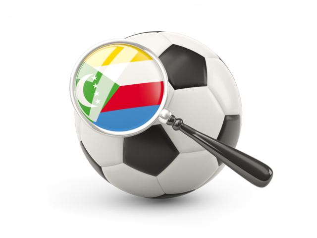 Football with magnified flag. Download flag icon of Comoros at PNG format