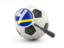 Curacao. Football with magnified flag. Download icon.