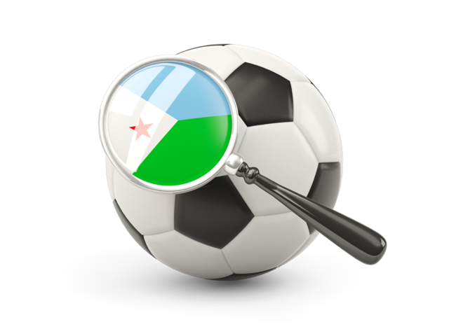 Football with magnified flag. Download flag icon of Djibouti at PNG format