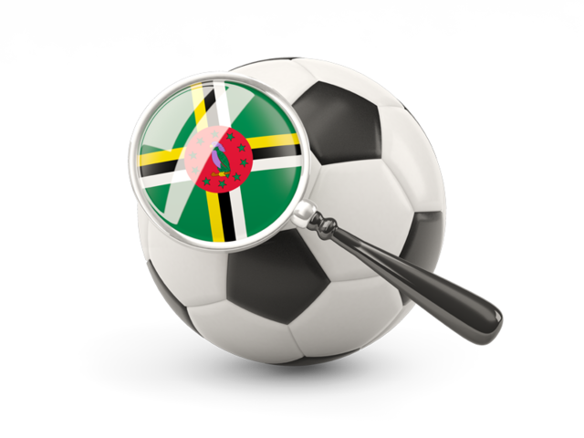 Football with magnified flag. Download flag icon of Dominica at PNG format