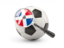 Dominican Republic. Football with magnified flag. Download icon.