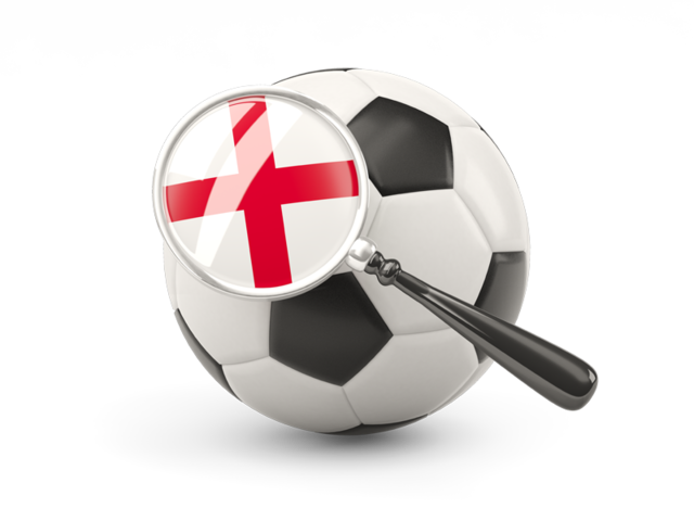 Football with magnified flag. Download flag icon of England at PNG format