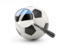 Estonia. Football with magnified flag. Download icon.