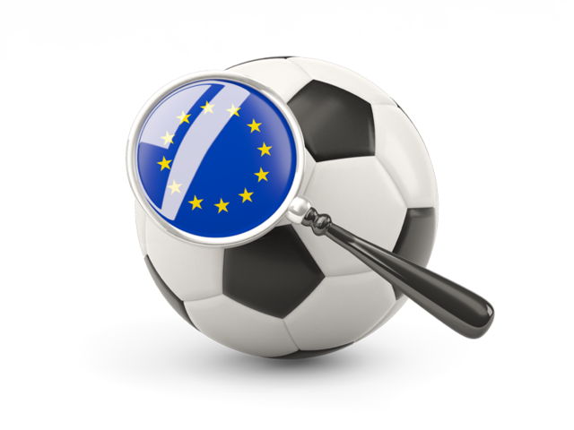 Football with magnified flag. Download flag icon of European Union at PNG format