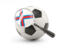 Faroe Islands. Football with magnified flag. Download icon.