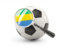 Gabon. Football with magnified flag. Download icon.