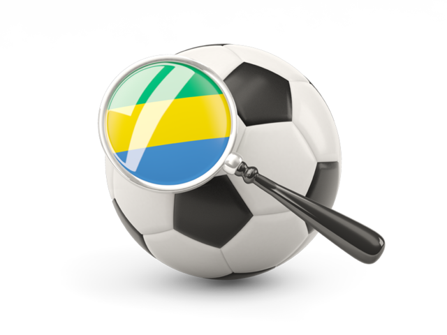 Football with magnified flag. Download flag icon of Gabon at PNG format