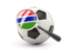 Gambia. Football with magnified flag. Download icon.