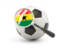 Ghana. Football with magnified flag. Download icon.