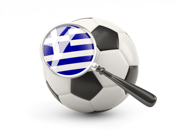 Football with magnified flag. Download flag icon of Greece at PNG format