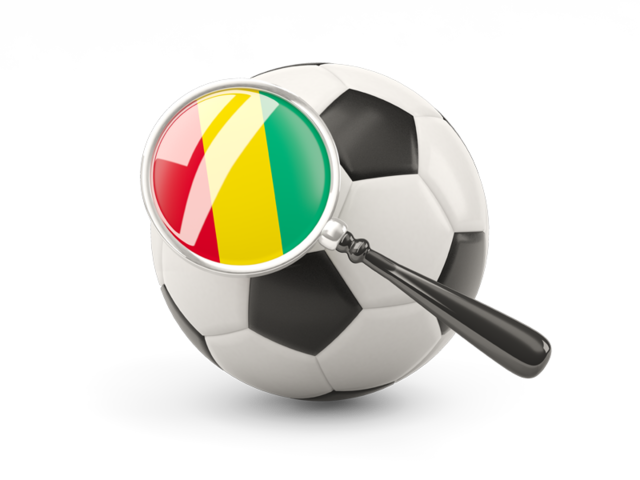 Football with magnified flag. Download flag icon of Guinea at PNG format