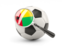 Guinea-Bissau. Football with magnified flag. Download icon.
