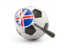 Iceland. Football with magnified flag. Download icon.