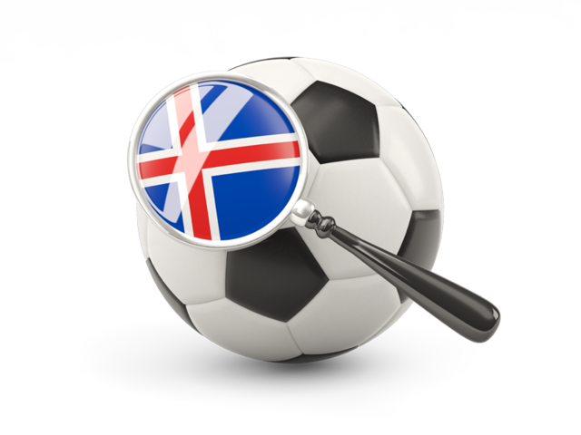 Football with magnified flag. Download flag icon of Iceland at PNG format